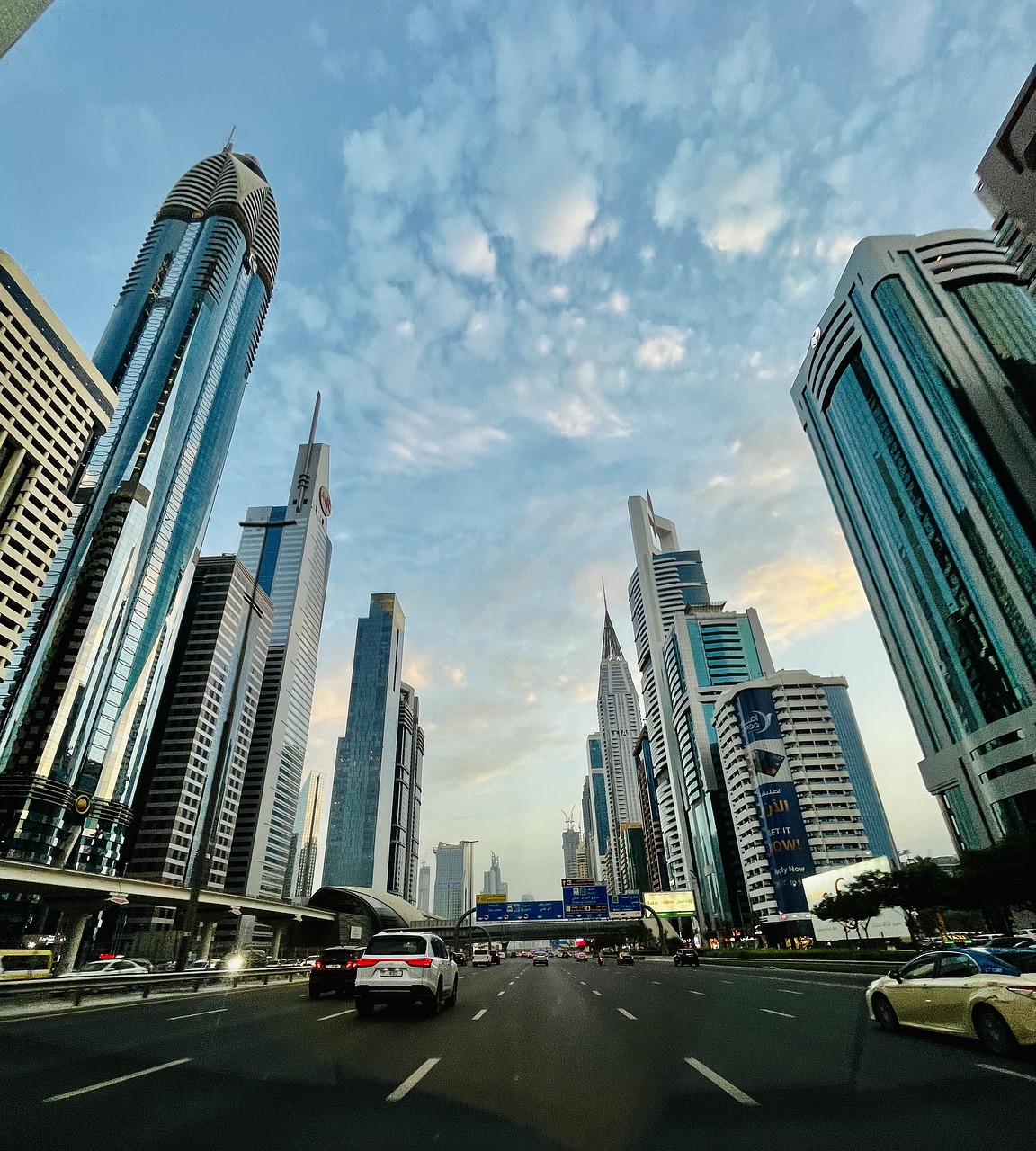 buildings, road, dubai